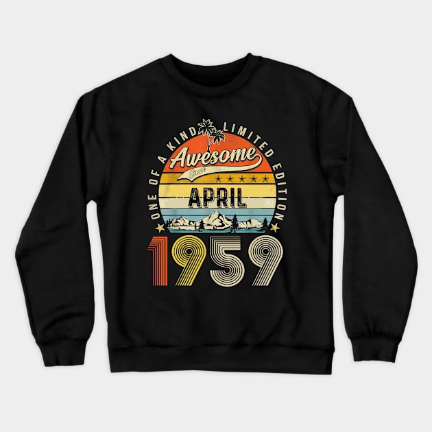 Awesome Since April 1959 Vintage 64th Birthday Crewneck Sweatshirt by cogemma.art